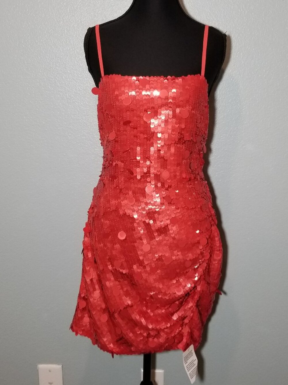 ASOS Edition Red Sequin Spaghetti Strap Mini Dress Size 4 Formal Cocktail NWT